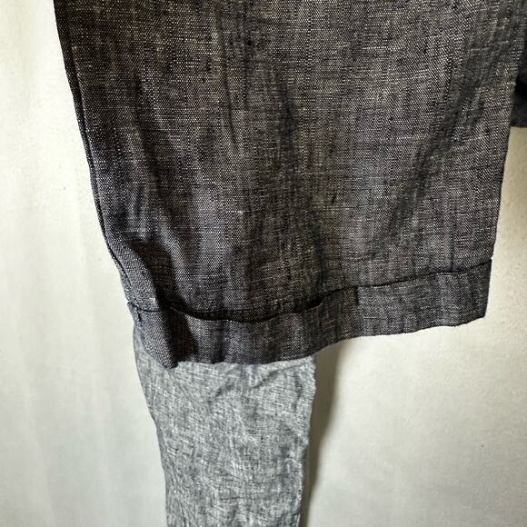 Women's Allen Allen Navy Blue 100% Linen Cuffed Ankle Crop Drawstring Pants- S - Picture 4 of 8